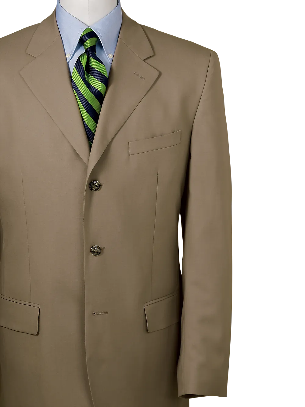 100% Wool Three-Button Travel Blazer - British Tan