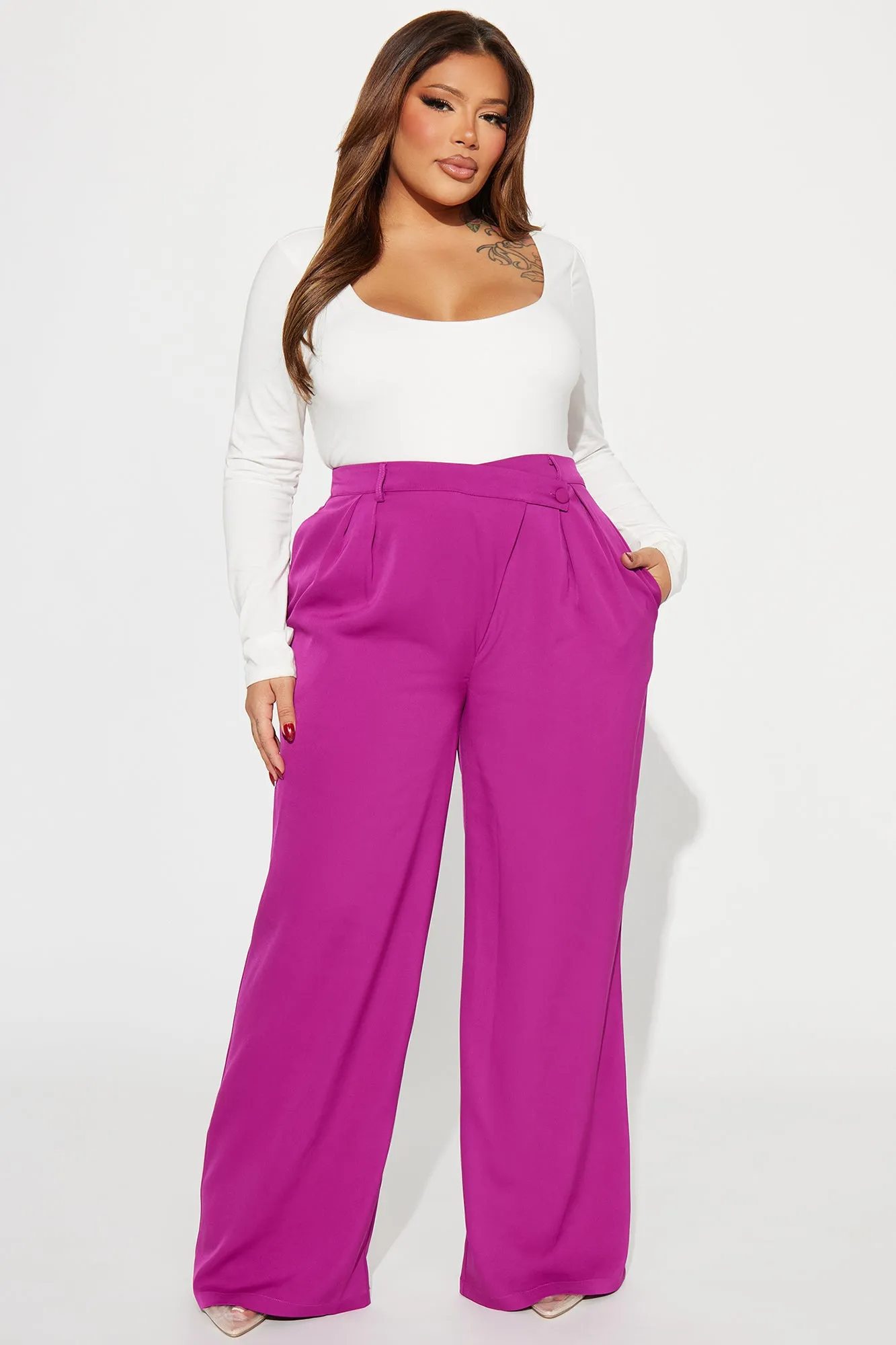 Annalise Asymmetrical Trouser - Magenta