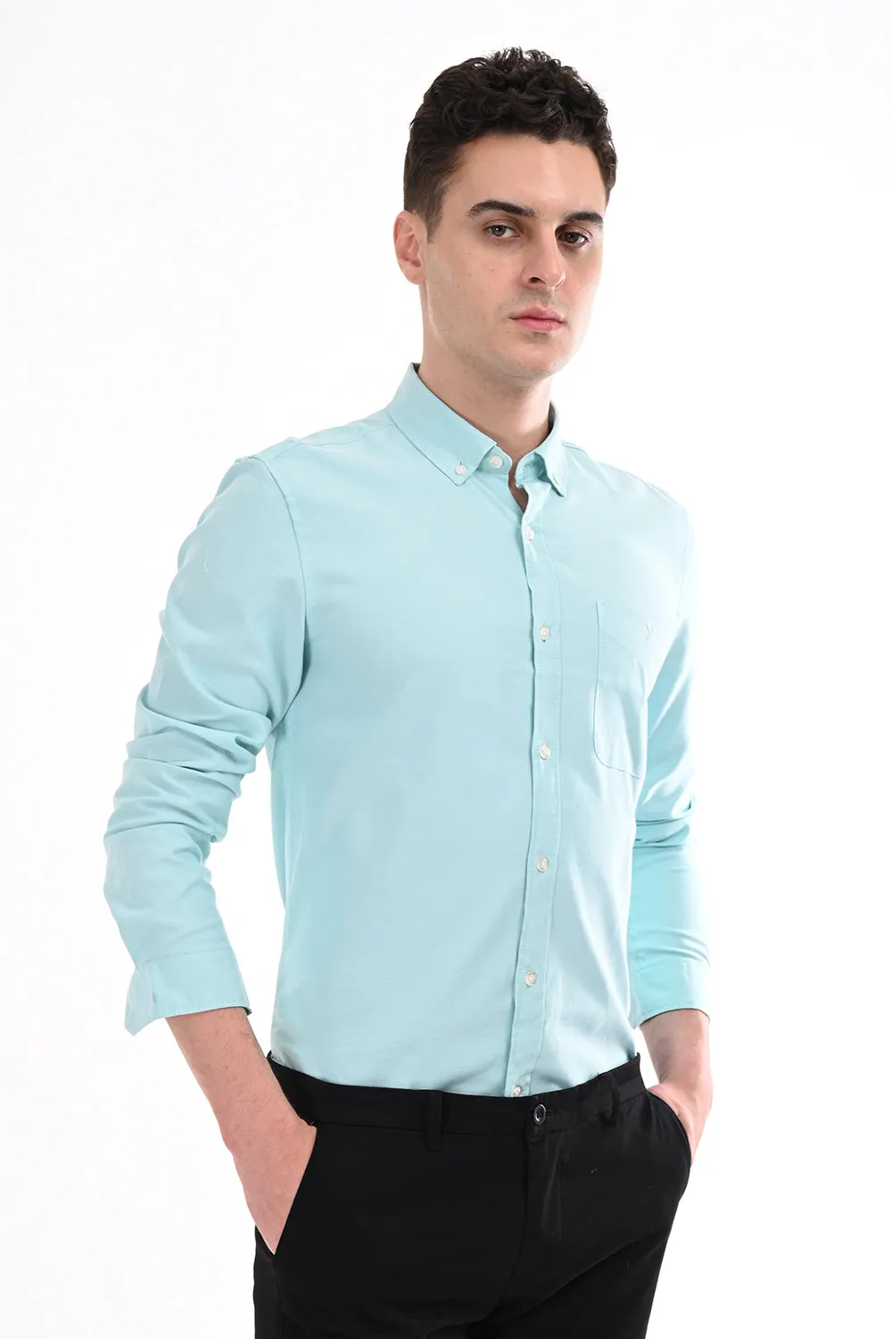 Aqua New Age Oxford Semi Formal Shirt