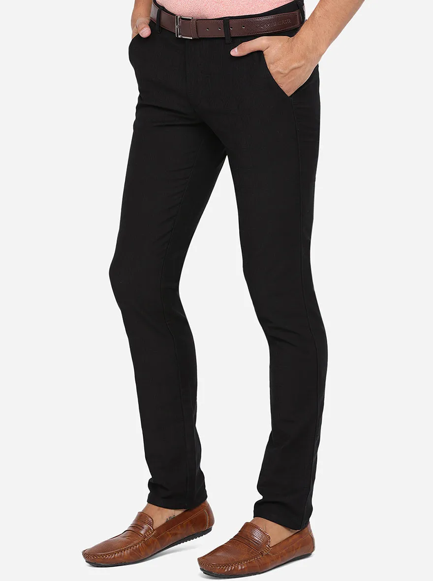 Black Checked Uno Fit Casual Trouser | JadeBlue