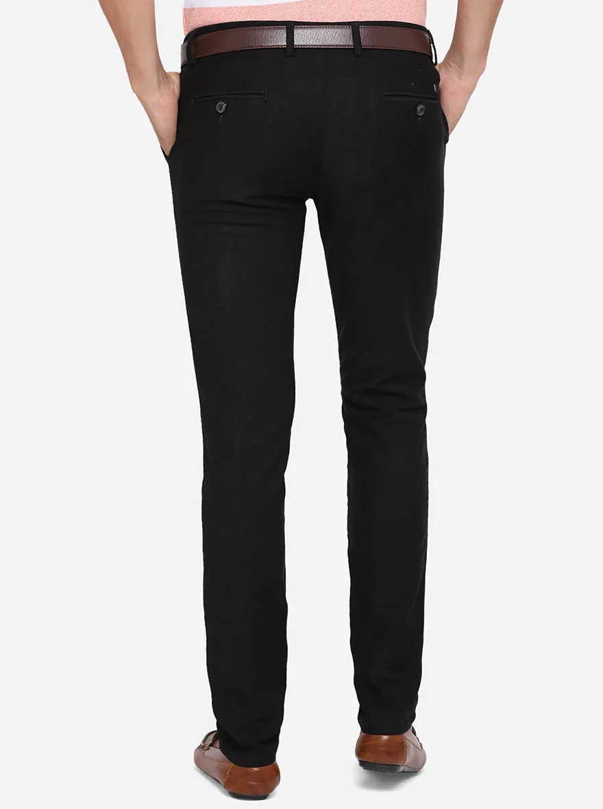 Black Checked Uno Fit Casual Trouser | JadeBlue