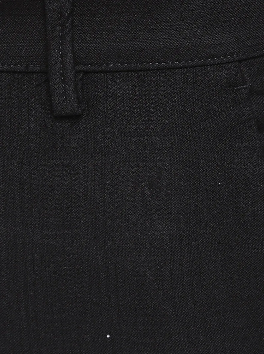 Black Checked Uno Fit Casual Trouser | JadeBlue