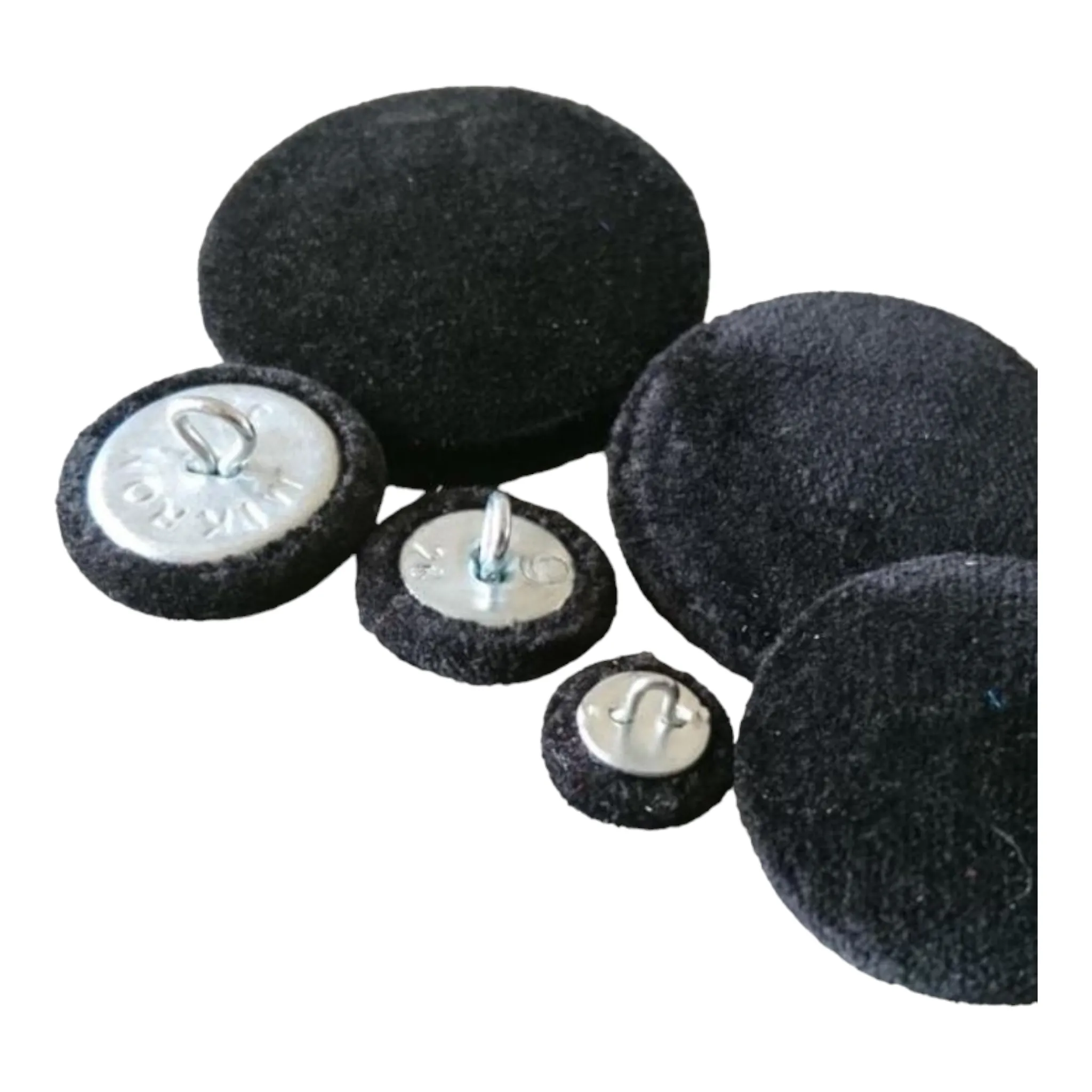 Black Velvet Covered Buttons - Choice of Button Sizes