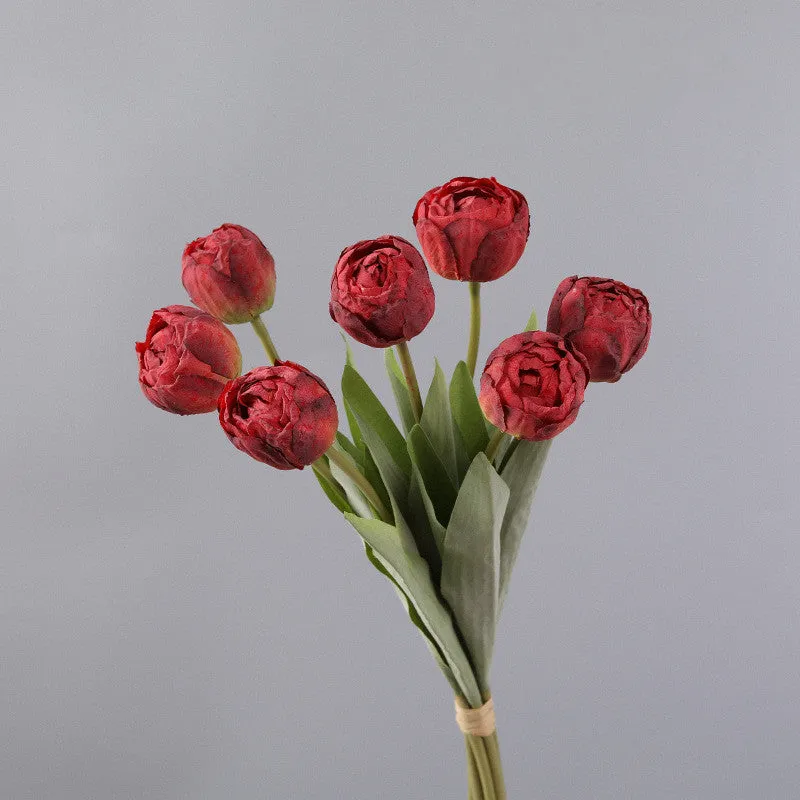 Bulk Exclusive 7Pcs Burnt Tulip Stems Bouquet Artificial Floral Wholesale