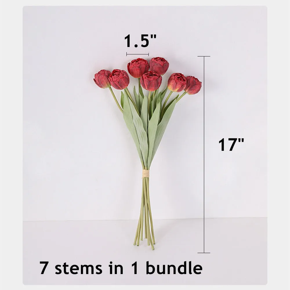 Bulk Exclusive 7Pcs Burnt Tulip Stems Bouquet Artificial Floral Wholesale