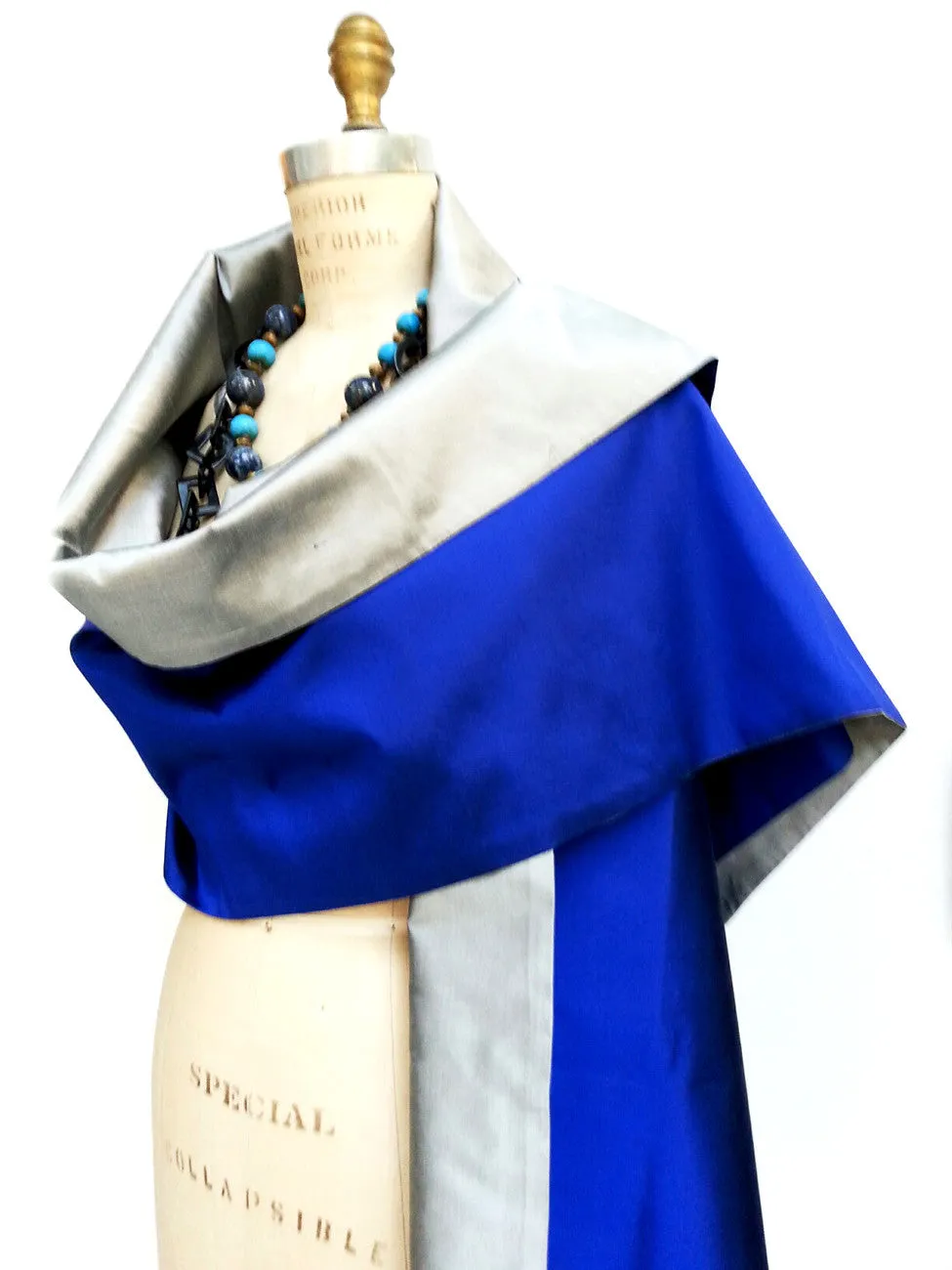 Double Sided Evening Shawl oyal Blue Silver