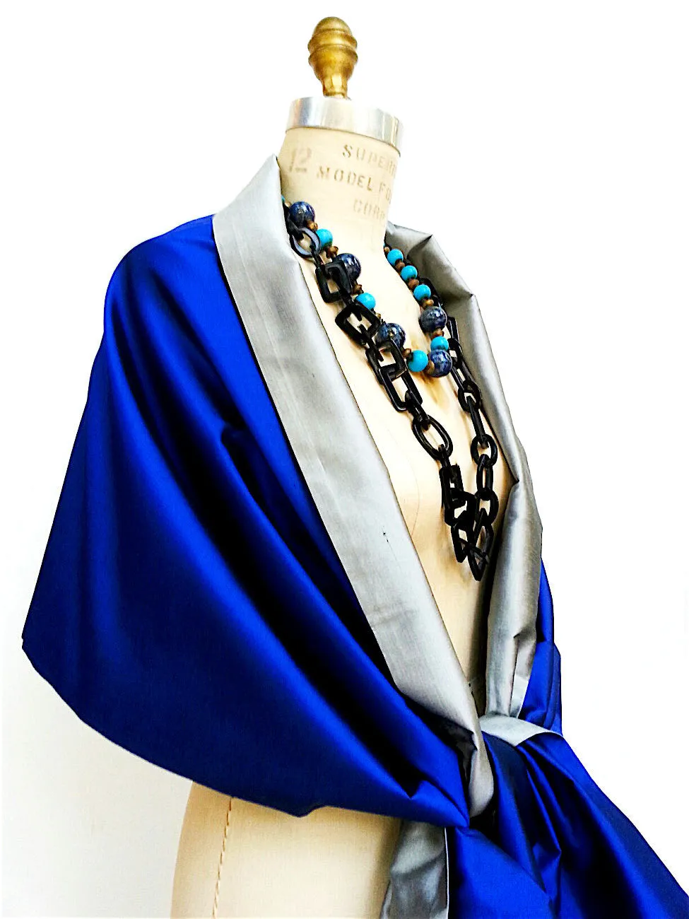 Double Sided Evening Shawl oyal Blue Silver
