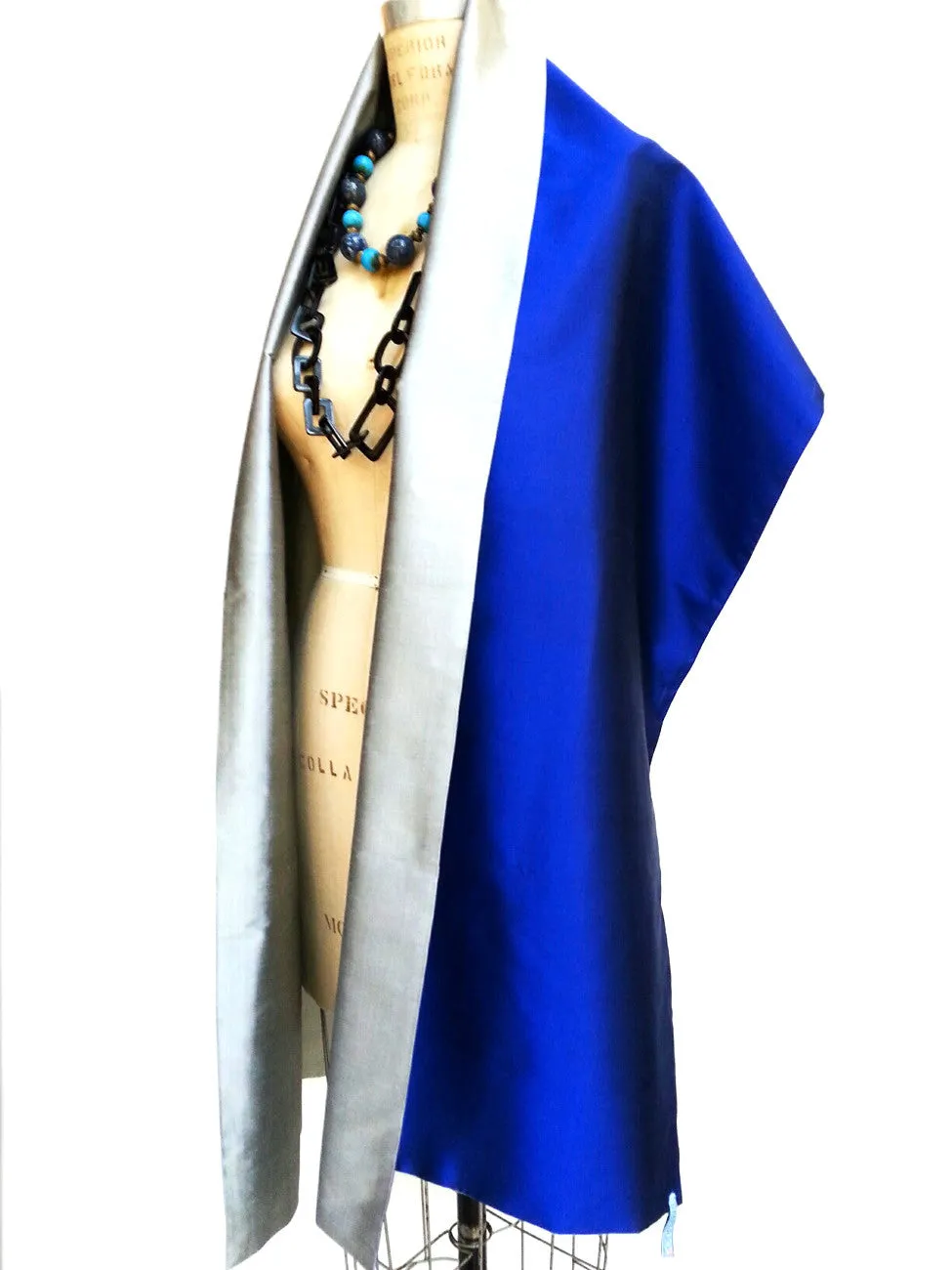 Double Sided Evening Shawl oyal Blue Silver