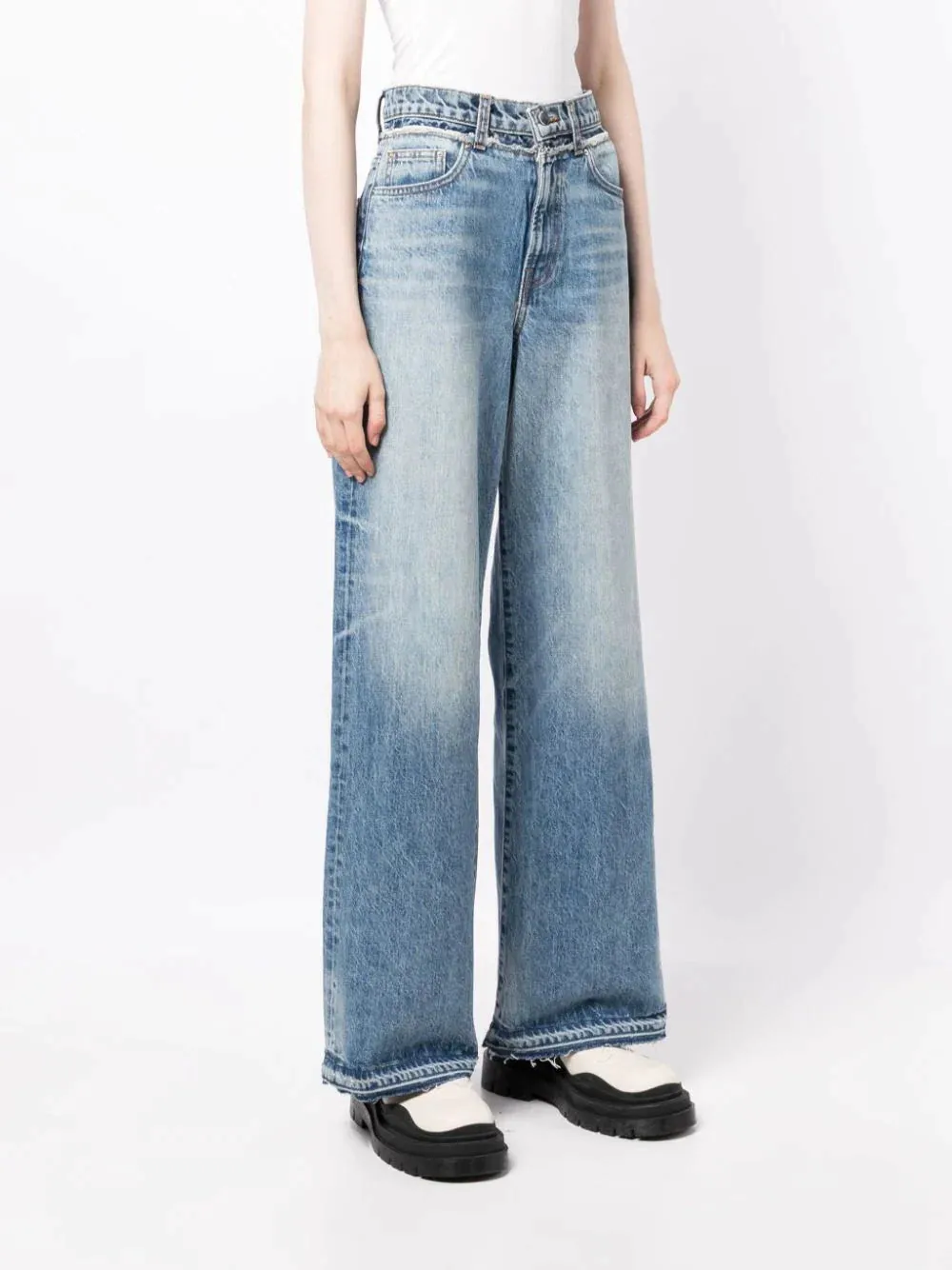 Double Waistband Wide Leg Jean
