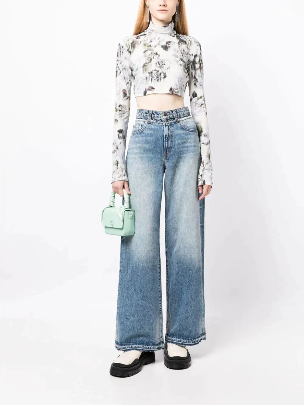 Double Waistband Wide Leg Jean