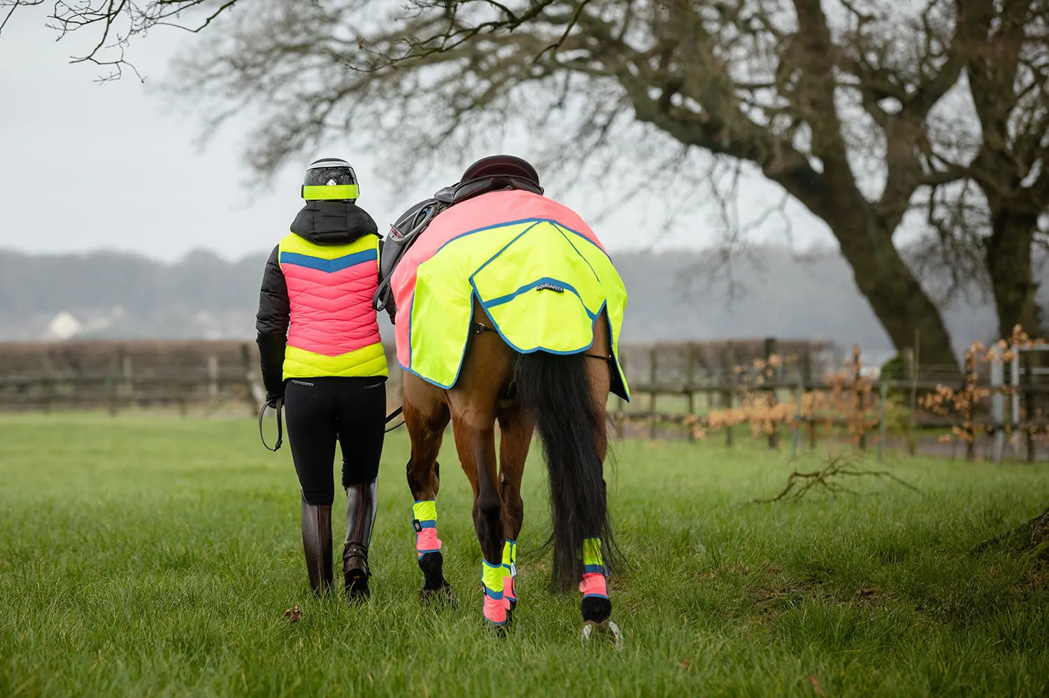 Equisafety Hi-Vis Riding Gilet Pink/Yellow