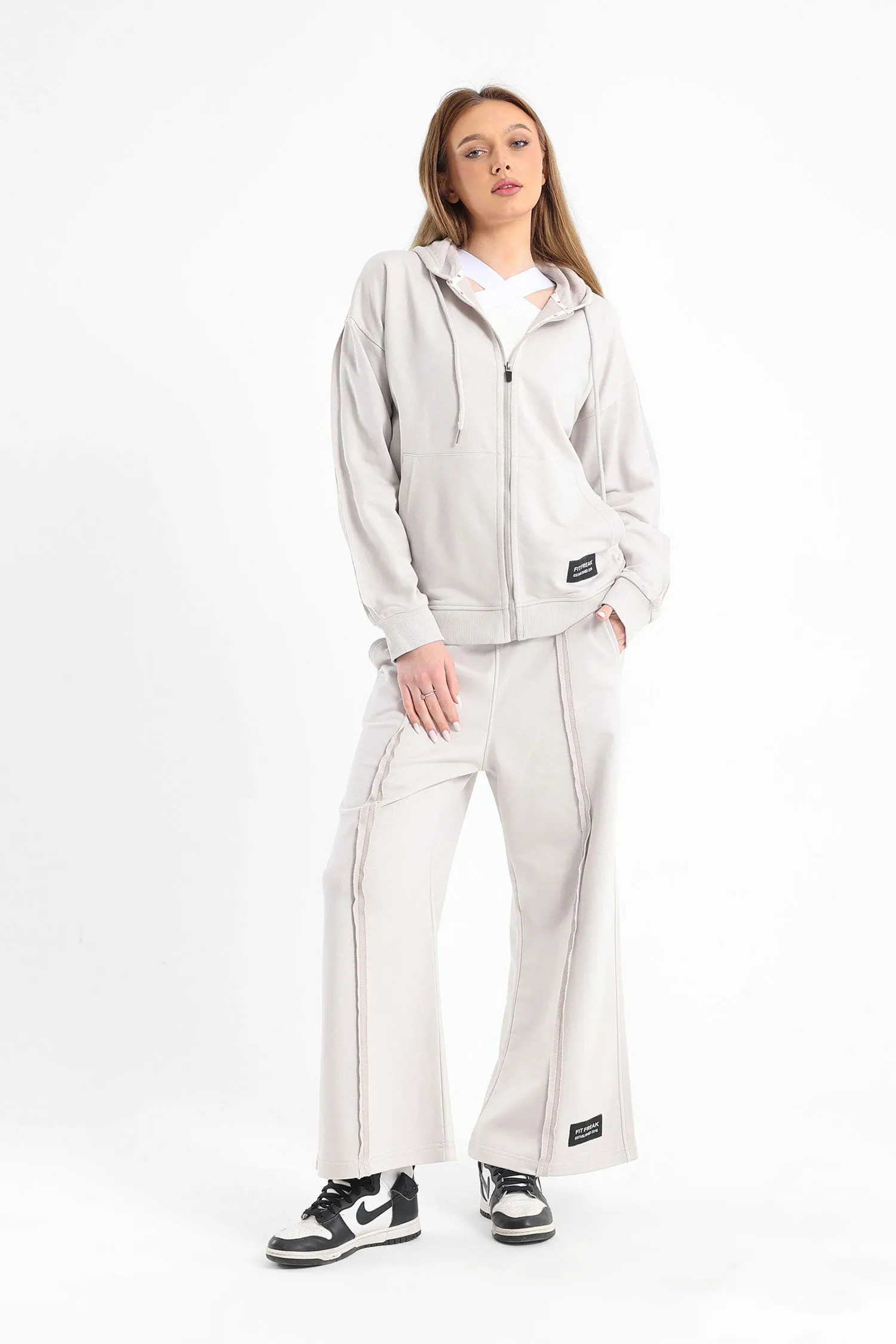 Grey Chill Oversized Zip Up Set - Fit Freak