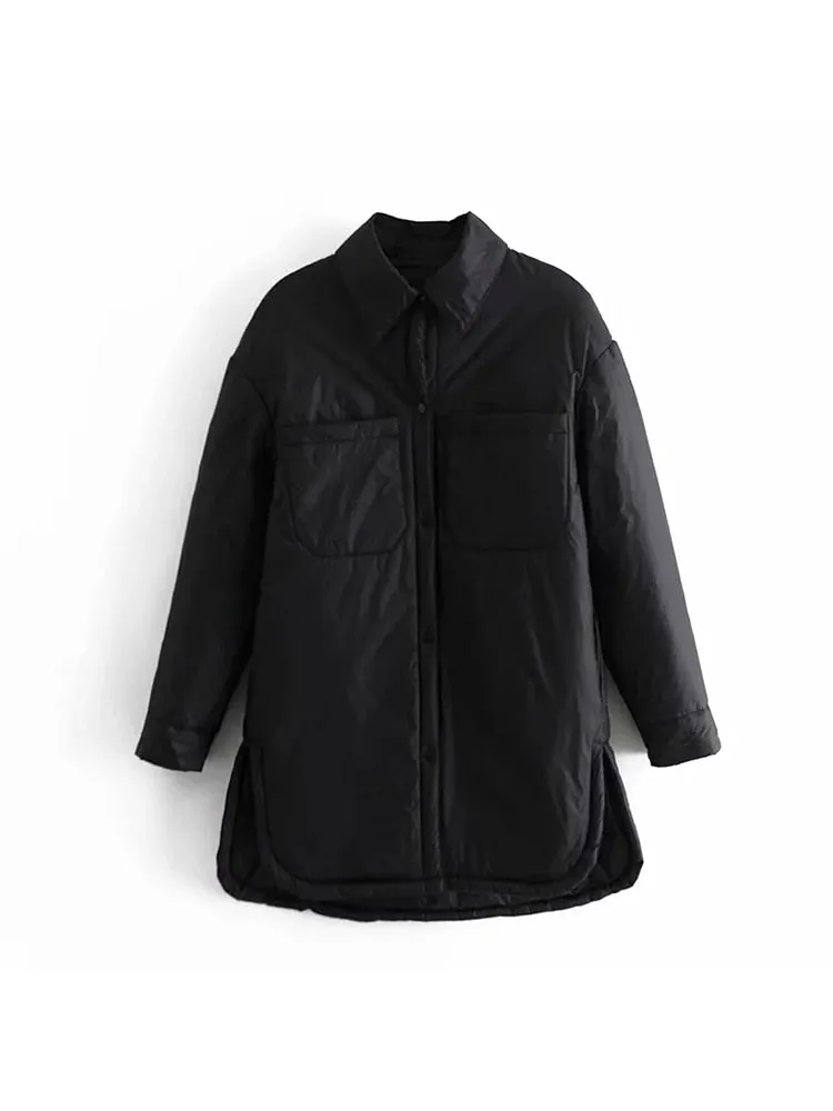 Icclek Women's Shirts Jackets Thin Parka Oversize Shirt Coats Femme Armygreen Outerwear Coats Bf Long Sleeve Khaki Coat 2022 New