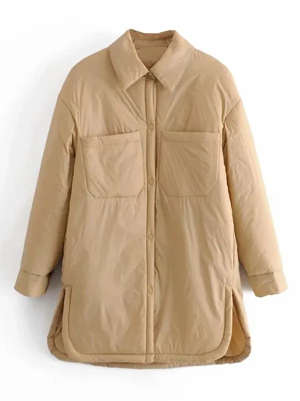 Icclek Women's Shirts Jackets Thin Parka Oversize Shirt Coats Femme Armygreen Outerwear Coats Bf Long Sleeve Khaki Coat 2022 New
