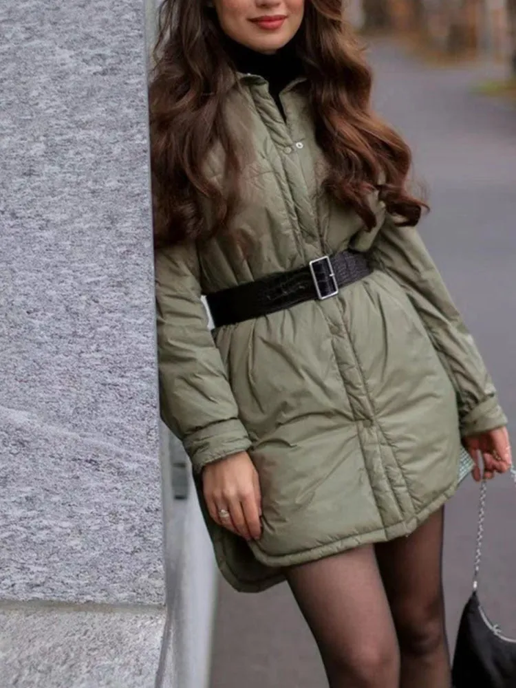 Icclek Women's Shirts Jackets Thin Parka Oversize Shirt Coats Femme Armygreen Outerwear Coats Bf Long Sleeve Khaki Coat 2022 New