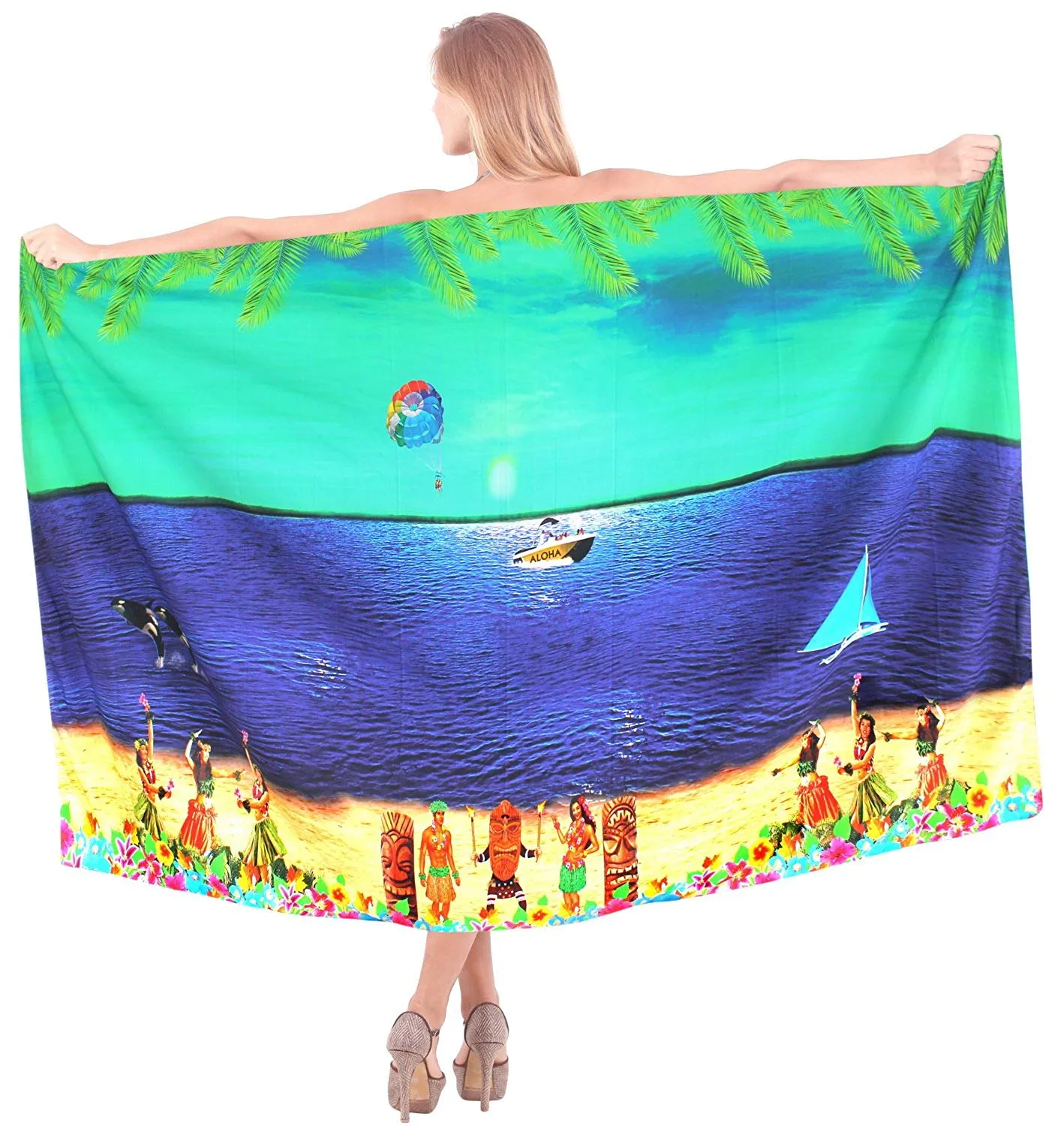 LA LEELA Women Beachwear Bikini Cover up Wrap Dress Swimwear Sarong 17 ONE Size