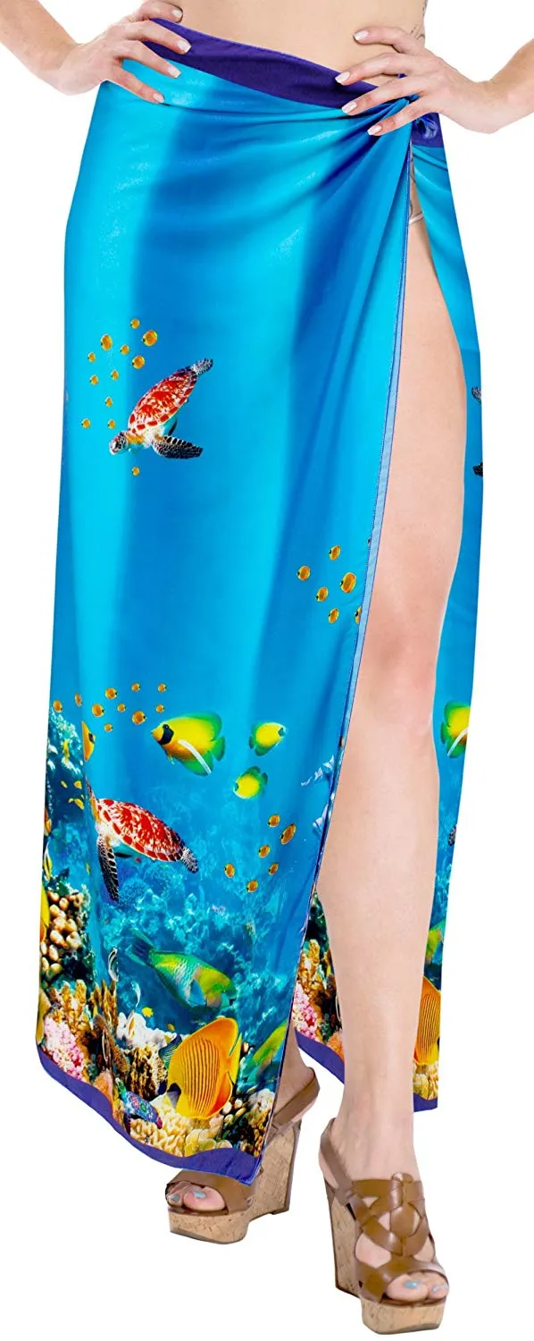 LA LEELA Women Beachwear Bikini Cover up Wrap Dress Swimwear Sarong 17 ONE Size