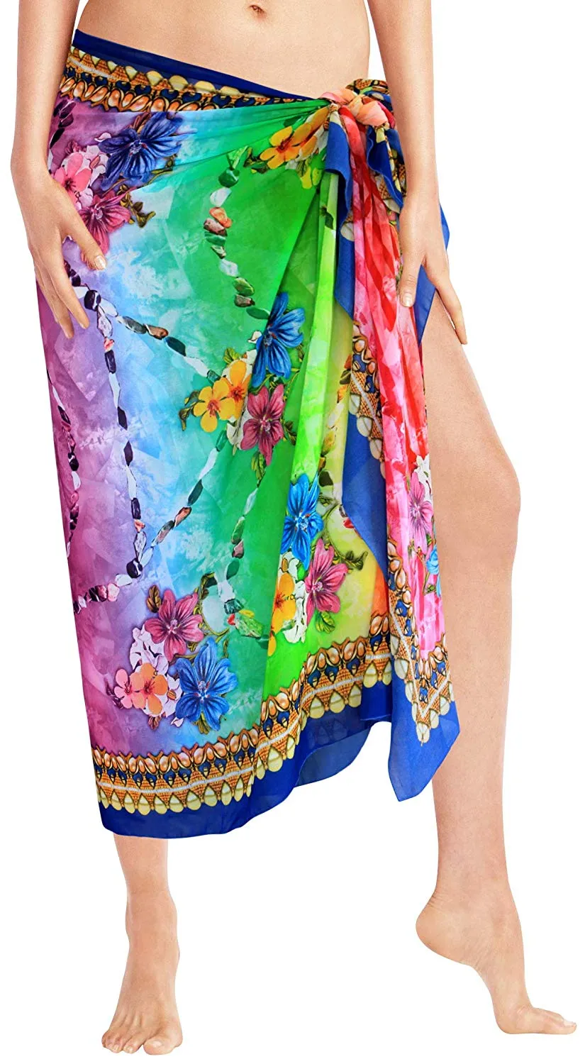 LA LEELA Women Beachwear Bikini Cover up Wrap Dress Swimwear Sarong 17 ONE Size