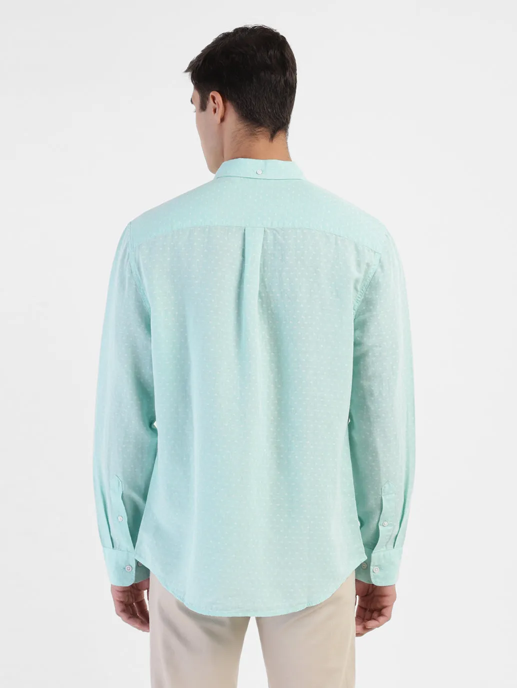 Men's Polka Dot Spread Collar Linen Shirt