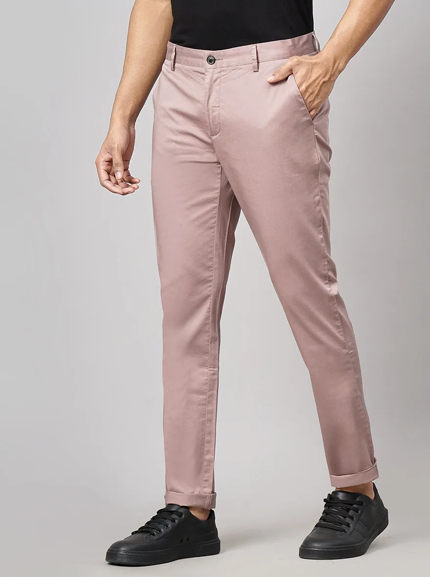 Onion Pink Solid Uno Fit Casual Trouser | JadeBlue