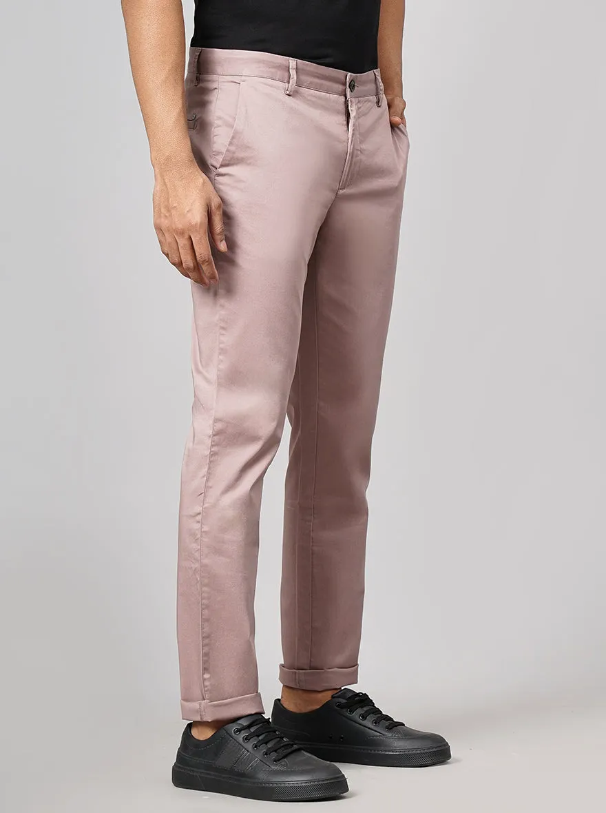 Onion Pink Solid Uno Fit Casual Trouser | JadeBlue