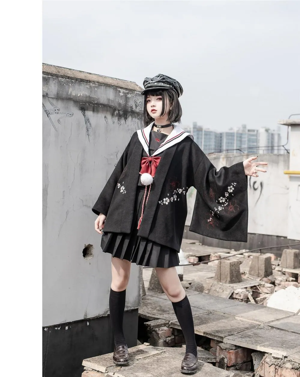 Red Maria~Wa Lolita Coat Red Embroidery Woolen Winter Coat