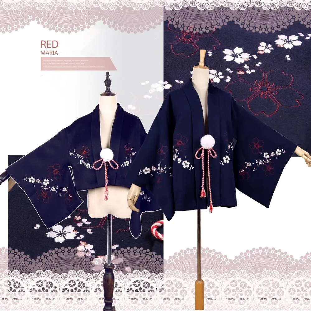Red Maria~Wa Lolita Coat Red Embroidery Woolen Winter Coat