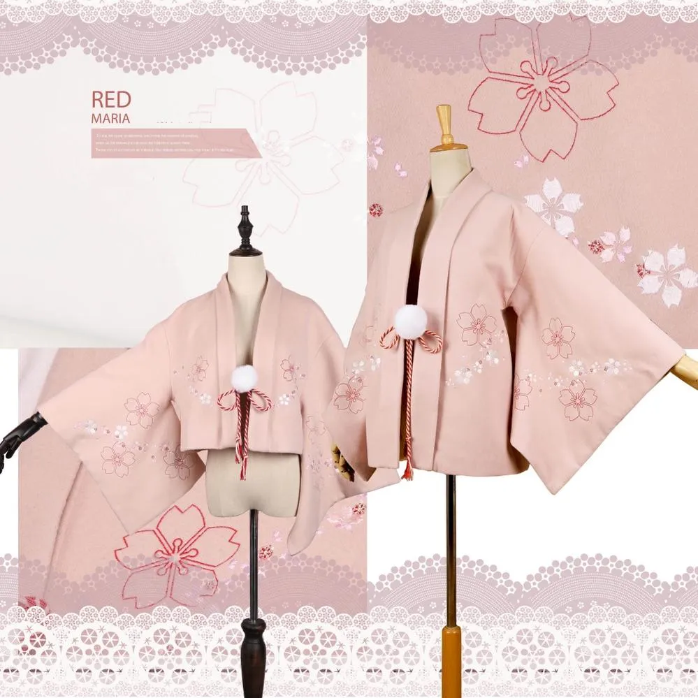 Red Maria~Wa Lolita Coat Red Embroidery Woolen Winter Coat