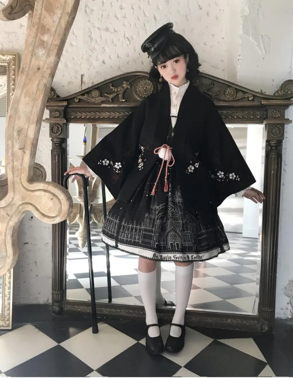 Red Maria~Wa Lolita Coat Red Embroidery Woolen Winter Coat
