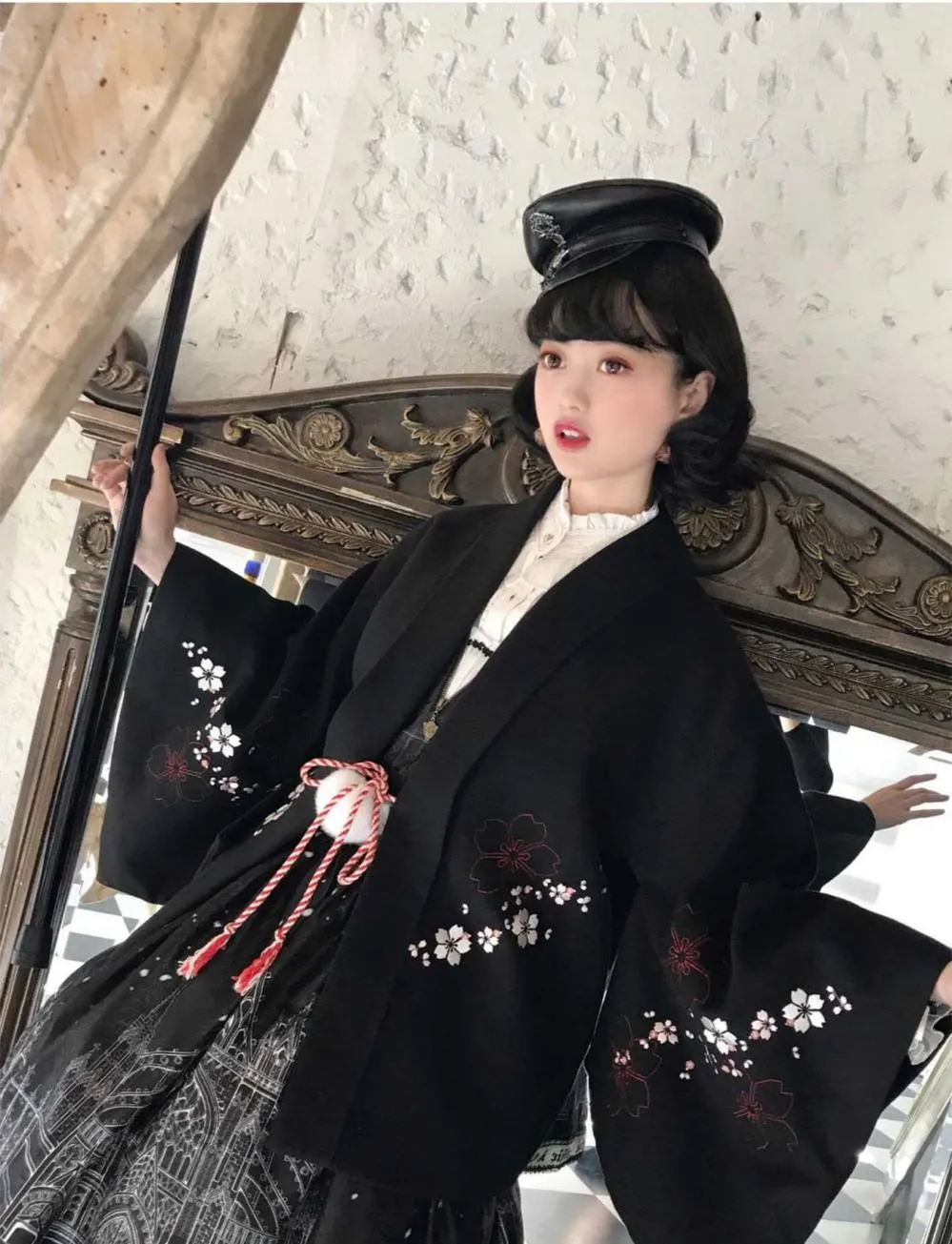 Red Maria~Wa Lolita Coat Red Embroidery Woolen Winter Coat