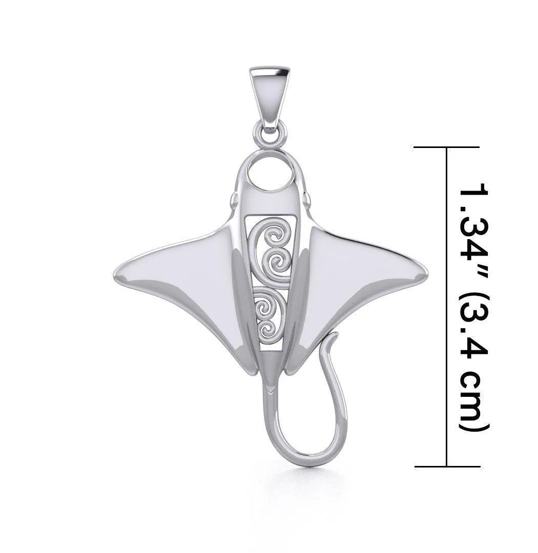 Silver Manta Ray with Wave Pendant TPD5231
