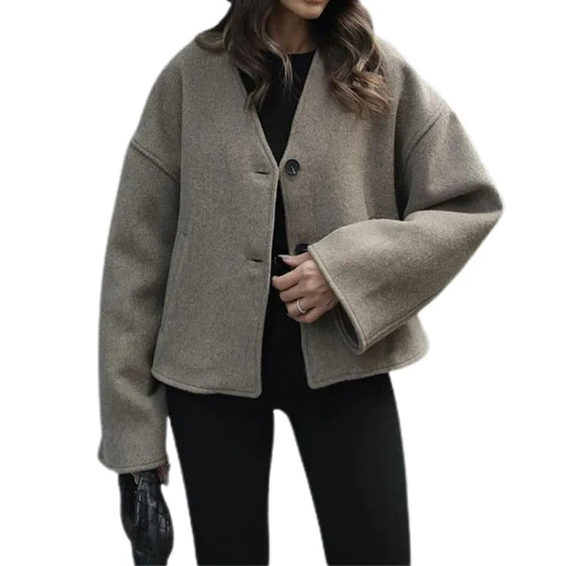 Wenkouban fall outfits women Christmas Thanksgiving Lazy Loose Coat Casual Comfortable Commuter Short Overcoat Coat