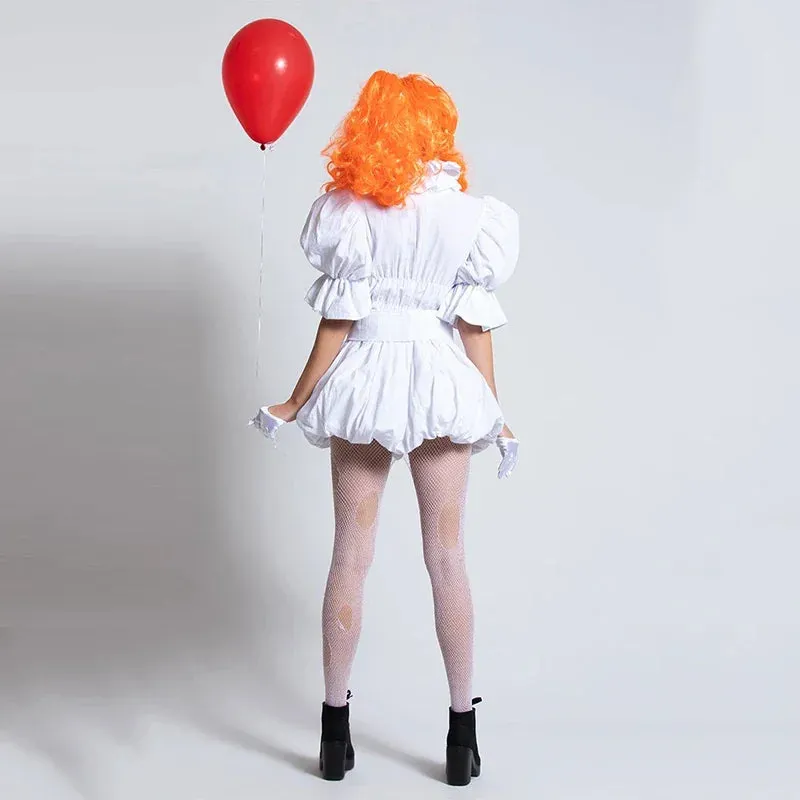 Women Clown Frock Elegant Party Adult Terror Halloween Outfit