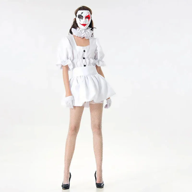 Women Clown Frock Elegant Party Adult Terror Halloween Outfit