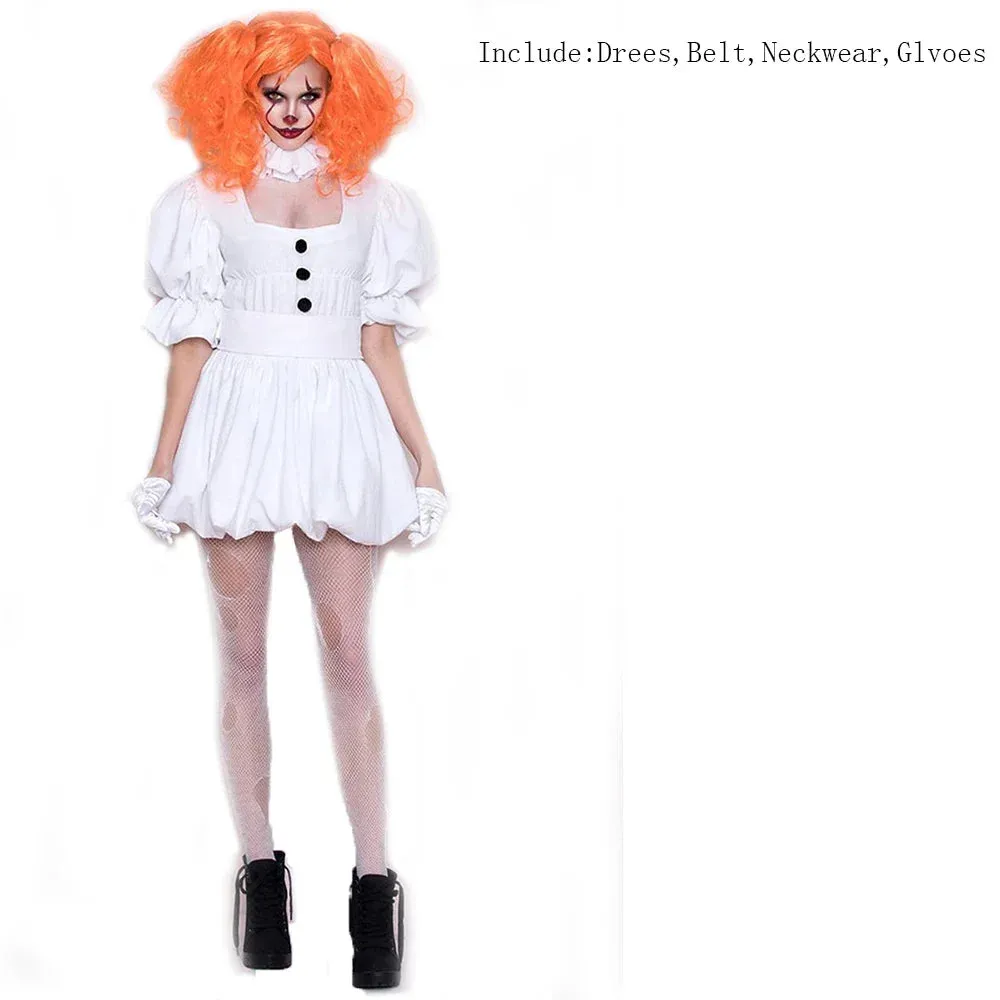 Women Clown Frock Elegant Party Adult Terror Halloween Outfit