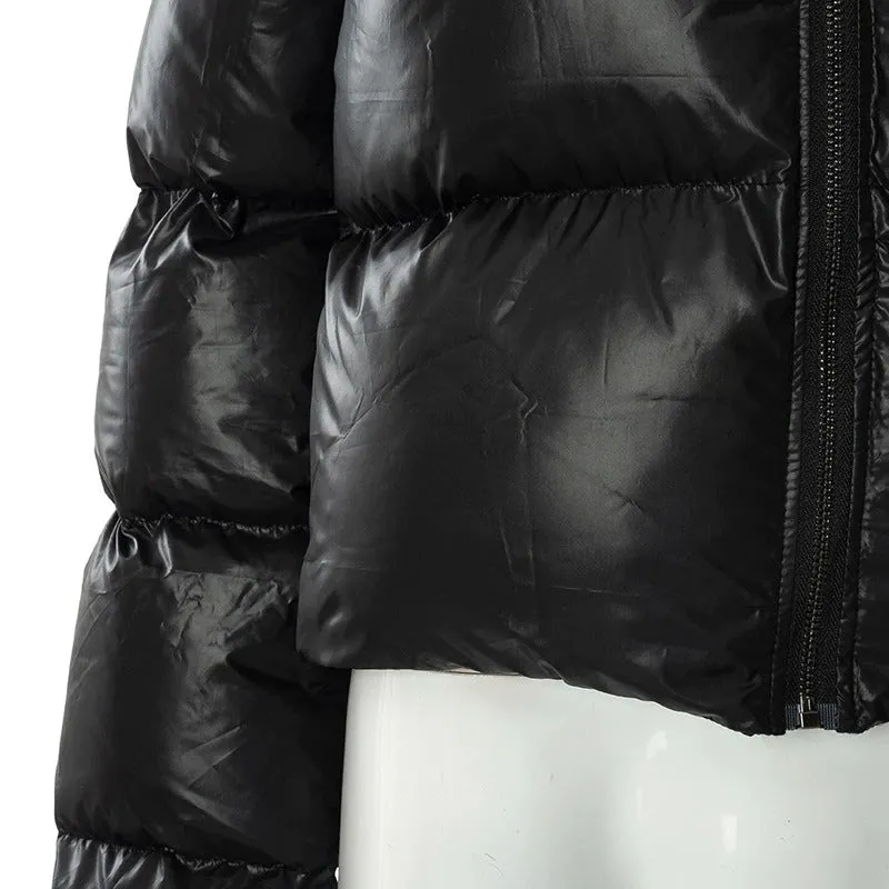 Women's Winter Oversized Black Coat | Short Casual Parka