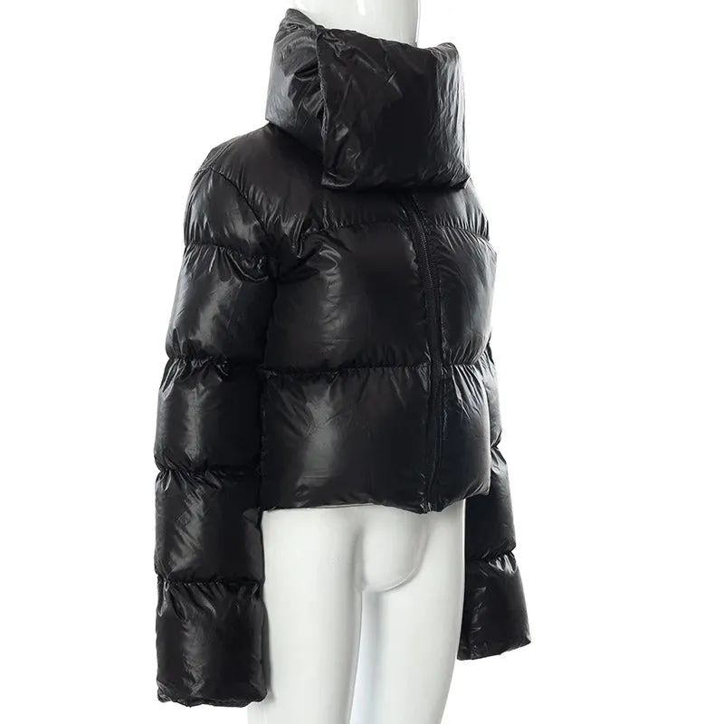 Women's Winter Oversized Black Coat | Short Casual Parka