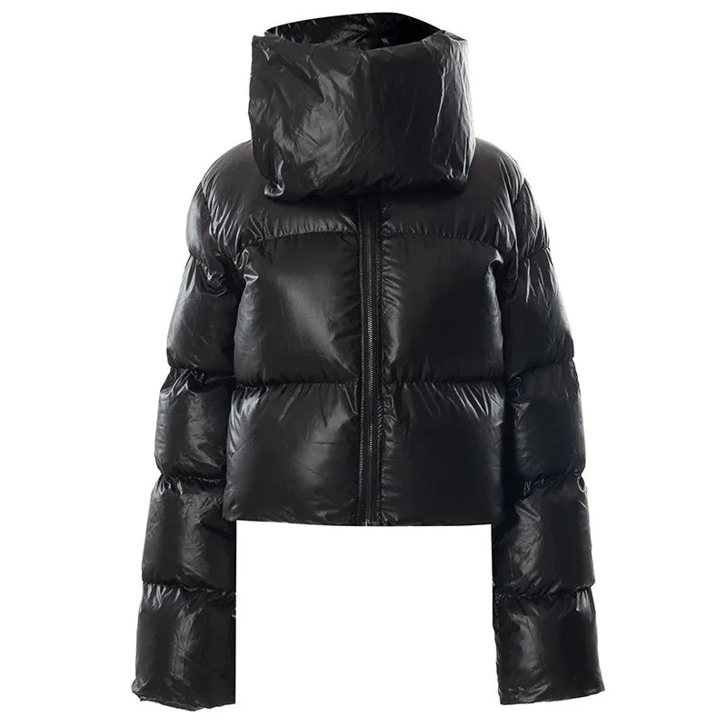 Women's Winter Oversized Black Coat | Short Casual Parka