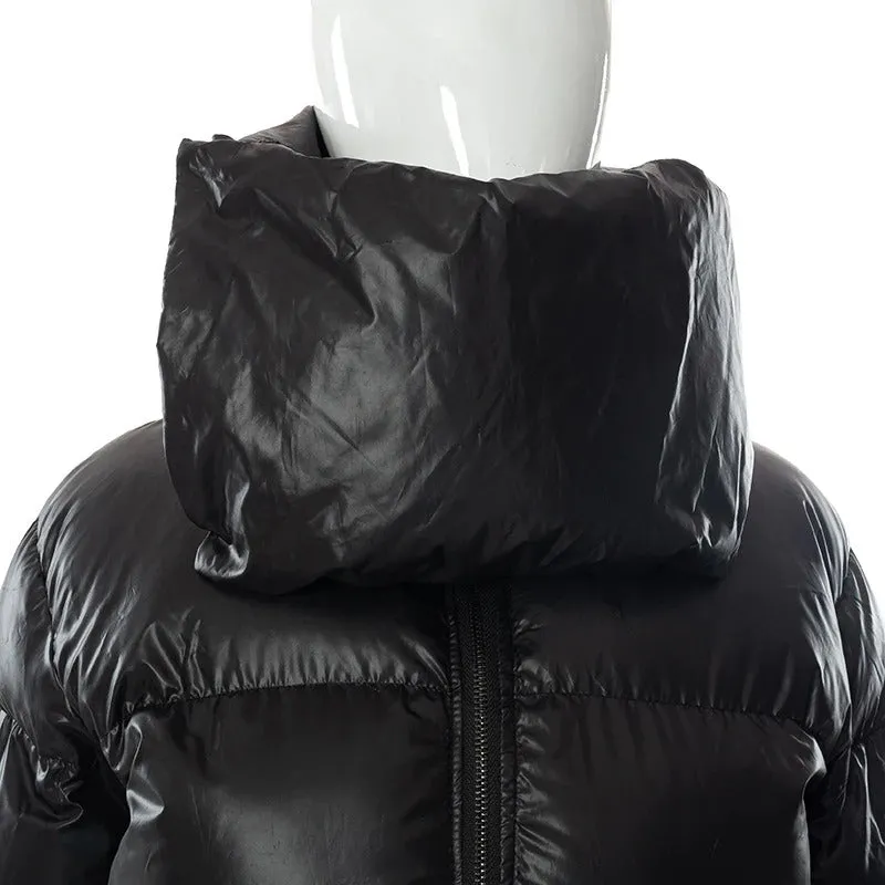 Women's Winter Oversized Black Coat | Short Casual Parka